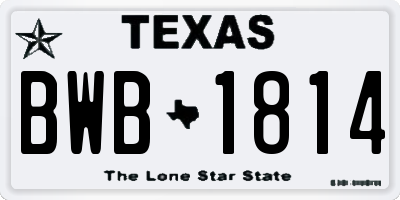 TX license plate BWB1814