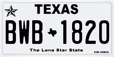 TX license plate BWB1820
