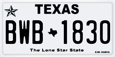 TX license plate BWB1830