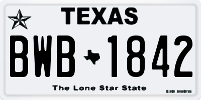 TX license plate BWB1842