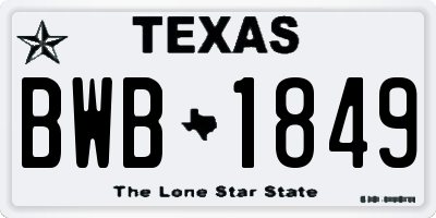 TX license plate BWB1849