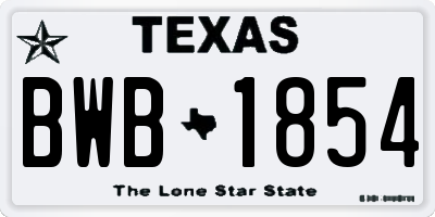 TX license plate BWB1854