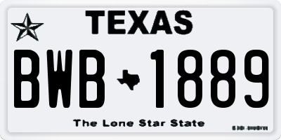 TX license plate BWB1889
