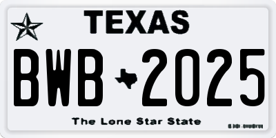 TX license plate BWB2025