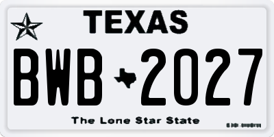 TX license plate BWB2027