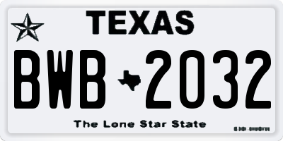 TX license plate BWB2032