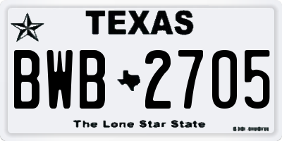 TX license plate BWB2705