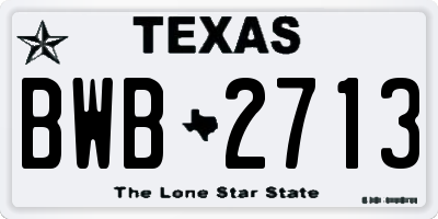 TX license plate BWB2713
