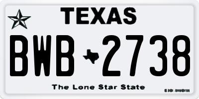 TX license plate BWB2738
