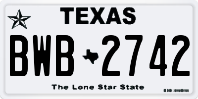 TX license plate BWB2742