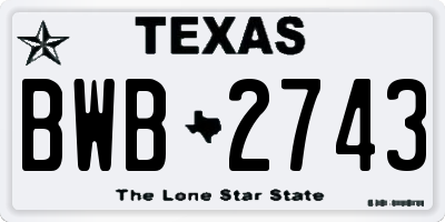 TX license plate BWB2743
