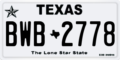 TX license plate BWB2778