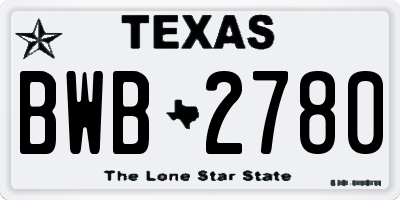 TX license plate BWB2780