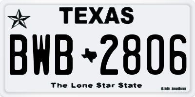 TX license plate BWB2806