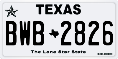 TX license plate BWB2826