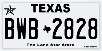 TX license plate BWB2828