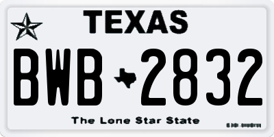 TX license plate BWB2832