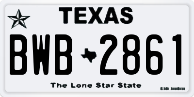 TX license plate BWB2861