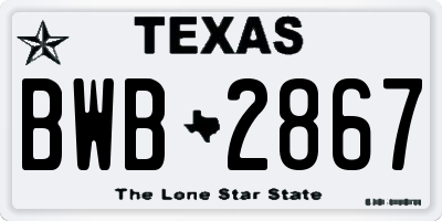 TX license plate BWB2867