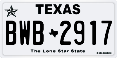 TX license plate BWB2917