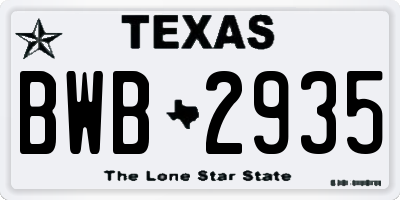 TX license plate BWB2935