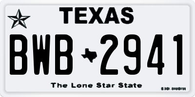 TX license plate BWB2941