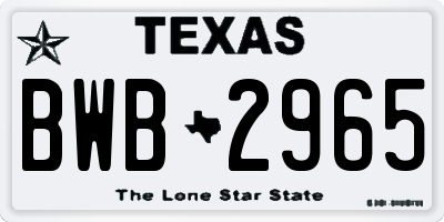 TX license plate BWB2965