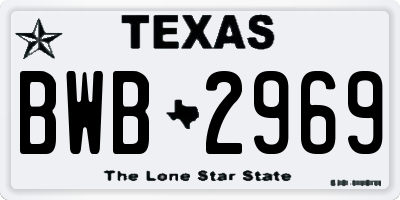 TX license plate BWB2969