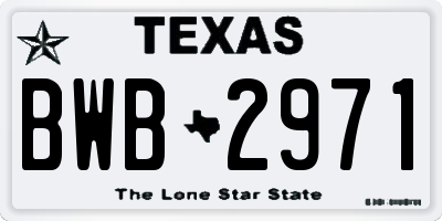 TX license plate BWB2971