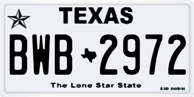 TX license plate BWB2972