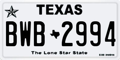 TX license plate BWB2994