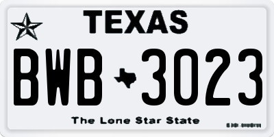 TX license plate BWB3023