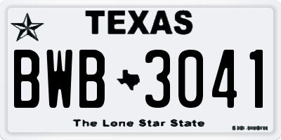 TX license plate BWB3041