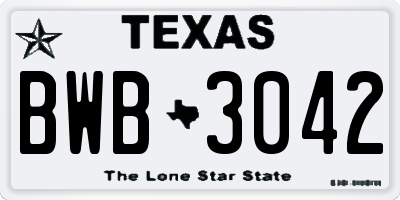 TX license plate BWB3042
