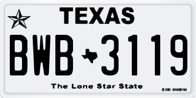 TX license plate BWB3119