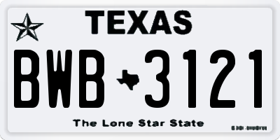 TX license plate BWB3121