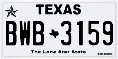TX license plate BWB3159