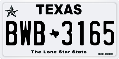TX license plate BWB3165