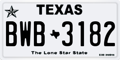 TX license plate BWB3182