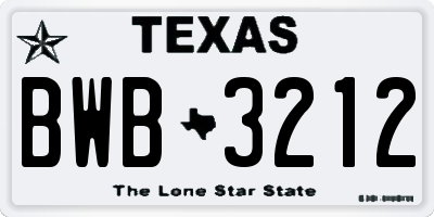 TX license plate BWB3212
