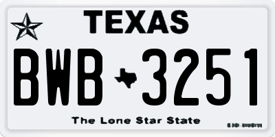 TX license plate BWB3251