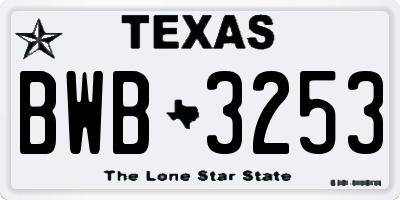 TX license plate BWB3253