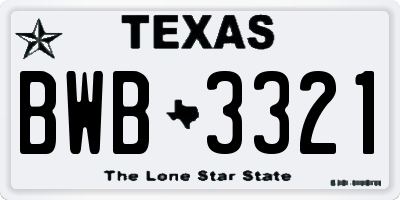 TX license plate BWB3321