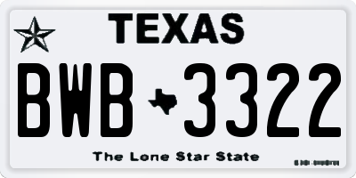 TX license plate BWB3322