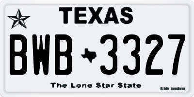 TX license plate BWB3327