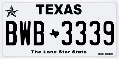TX license plate BWB3339