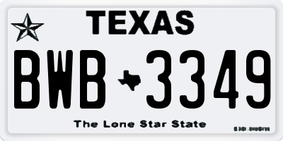 TX license plate BWB3349