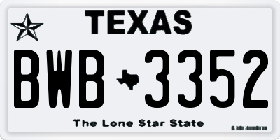 TX license plate BWB3352