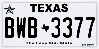TX license plate BWB3377