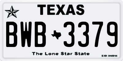 TX license plate BWB3379